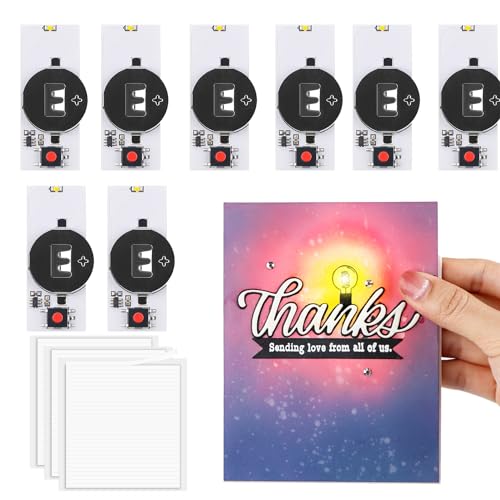 OTCRAFT Kreative einfache Halo-Lichter und einfache Lichter für selbstgemachte Weihnachtskarten, Scrapbooking, Dekoration, selbstklebende Leuchteinheiten mit warmweißen LEDs (ohne Batterie), 8 Stück von OTCRAFT