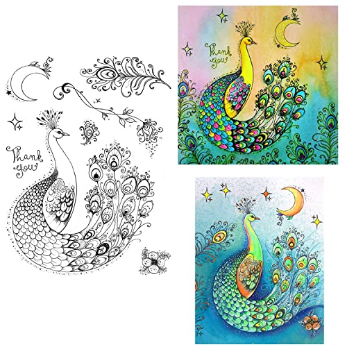 Pfau-Stempel-Sets für transparente GummistempelKartenherstellung für Bastelarbeiten, Scrapbooking, Papierbasteln, Kunstbedarf, handgefertigt von OTCRAFT