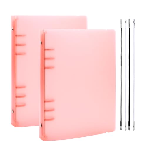 OTCRAFT Ringbucheinband für 6-Ringbücher, A5, transparent, weiches PVC, nachfüllbar, mit matter Oberfläche, für Stempel- und Stanzschablonen, Orange, 2 Stück von OTCRAFT