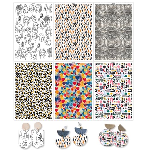 OTCRAFT Transferpapier für Damen, Leopardenmuster, Porträt, für Bastelarbeiten, 6 Arten, Polymer-Ton, Transferpapier für Modelliermasse, Schmuck, Ohrringe, 14 x 8 cm, 24 Blatt OTCRAFT Transferpapier für Damen, Leopardenmuster, Porträt, für Bastelarbeiten, 6 Arten, Polymer-Ton, Transferpapier für Modelliermasse, Schmuck, Ohrringe, 14 x 8 cm, 24 Blatt von OTCRAFT