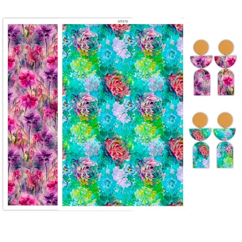 OTCRAFT Transferpapier für Polymer-Ton, Retro-Aquarell-Blumen, Polymer-Ton, Druck-Polymer-Ton, Transferpapier für Bastelarbeiten, Kunst, Schmuck, Ohrringe, 14 x 8 cm, 20 Stück OTCRAFT Transferpapier für Polymer-Ton, Retro-Aquarell-Blumen, Polymer-Ton, Druck-Polymer-Ton, Transferpapier für Bastelarbeiten, Kunst, Schmuck, Ohrringe, 14 x 8 cm, 20 Stück von OTCRAFT