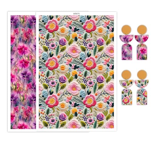 OTCRAFT Transferpapier für Polymer-Ton, Retro-Aquarell-Blumen, Polymer-Ton, Druck-Polymer-Ton, Transferpapier für Bastelarbeiten, Kunst, Schmuck, Ohrringe, 14 x 8 cm, 20 Stück OTCRAFT Transferpapier für Polymer-Ton, Retro-Aquarell-Blumen, Polymer-Ton, Druck-Polymer-Ton, Transferpapier für Bastelarbeiten, Kunst, Schmuck, Ohrringe, 14 x 8 cm, 20 Stück von OTCRAFT