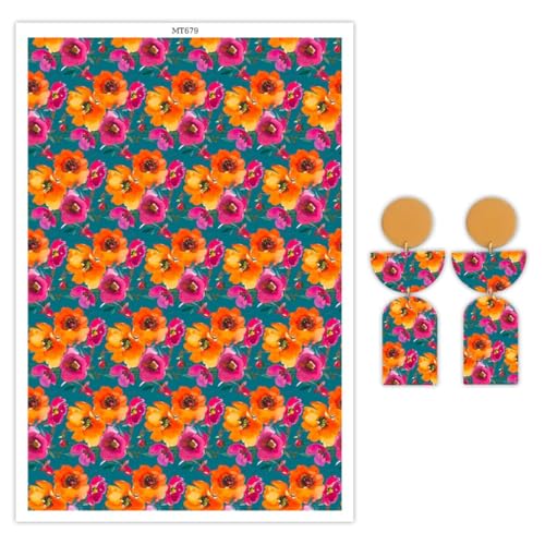 OTCRAFT Transferpapier für Polymer-Ton, Retro-Blühblumen, Transferblätter aus Polymerton, Druck-Polymer-Ton, Transferpapier für Bastelarbeiten, Kunst, Schmuck, Ohrringe, 10 Stück OTCRAFT Transferpapier für Polymer-Ton, Retro-Blühblumen, Transferblätter aus Polymerton, Druck-Polymer-Ton, Transferpapier für Bastelarbeiten, Kunst, Schmuck, Ohrringe, 10 Stück von OTCRAFT