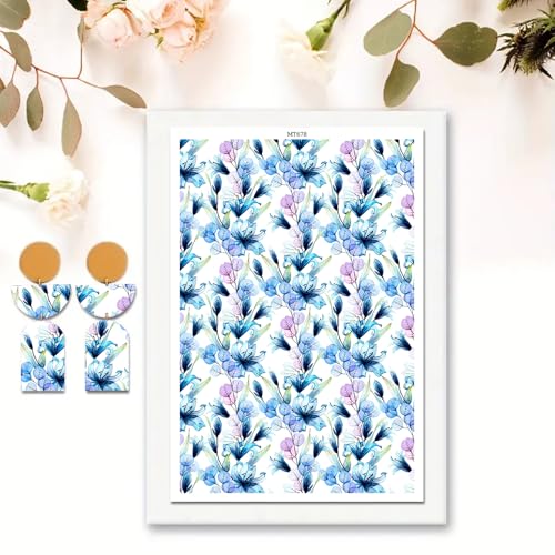OTCRAFT Transferpapier für Polymer-Ton, Retro-blaue bunte Blumen, Transferblätter aus Polymerton, Druck-Polymer-Ton, Transferpapier für Bastelarbeiten, Kunst, Schmuck, Ohrringe, 10 Stück OTCRAFT Transferpapier für Polymer-Ton, Retro-blaue bunte Blumen, Transferblätter aus Polymerton, Druck-Polymer-Ton, Transferpapier für Bastelarbeiten, Kunst, Schmuck, Ohrringe, 10 Stück von OTCRAFT
