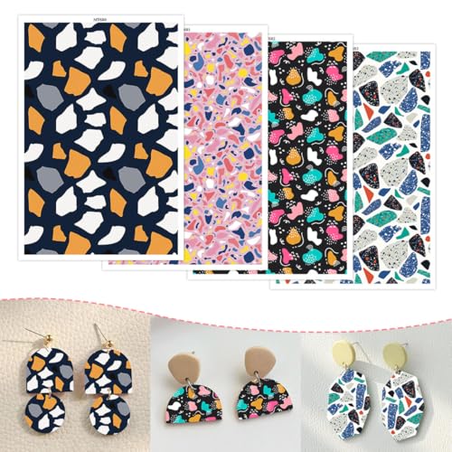 OTCRAFT Transferpapier für Polymer-Ton, buntes Marmormuster, Transferblätter aus Polymerton, Druck-Polymer-Ton, Transferpapier für Bastelarbeiten, Kunst, Schmuck, Ohrringe, 14 x 8 cm, 20 Stück von OTCRAFT