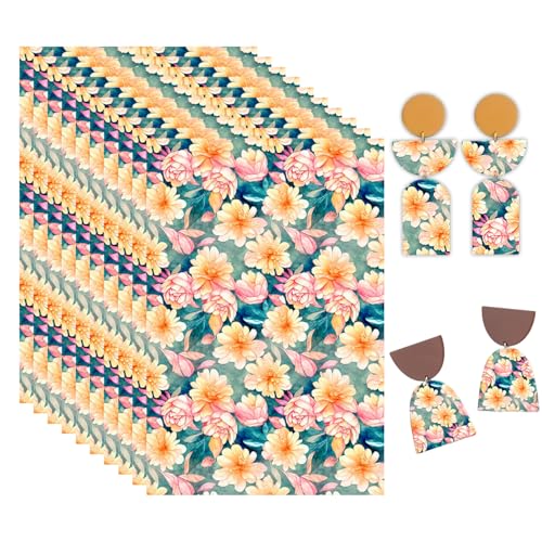 OTCRAFT Transferpapier für Polymerton, 14 x 9 cm, Blühende Blumen, Transferblätter aus Polymerton, Druck-Polymer-Ton, Transferpapier für Bastelarbeiten, Kunst, Schmuck, Ohrringe, 10 Stück OTCRAFT Transferpapier für Polymerton, 14 x 9 cm, Blühende Blumen, Transferblätter aus Polymerton, Druck-Polymer-Ton, Transferpapier für Bastelarbeiten, Kunst, Schmuck, Ohrringe, 10 Stück von OTCRAFT