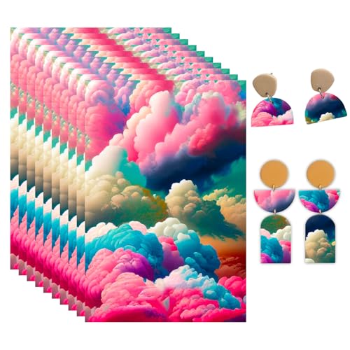 OTCRAFT Transferpapier für Polymerton, 14 x 9 cm, bunte Wolken, Transferblätter aus Polymerton, Druck-Polymer-Ton, Transferpapier für Bastelarbeiten, Kunst, Schmuck, Ohrringe, 10 Stück OTCRAFT Transferpapier für Polymerton, 14 x 9 cm, bunte Wolken, Transferblätter aus Polymerton, Druck-Polymer-Ton, Transferpapier für Bastelarbeiten, Kunst, Schmuck, Ohrringe, 10 Stück von OTCRAFT