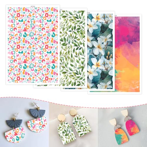 OTCRAFT Transferpapier für Polymerton, 4 verschiedene Hintergrunddrucke, Polymer-Ton, Transferpapier für Bastelarbeiten, Kunst, Schmuck, Ohrringe, 14 x 8 cm, 20 Blatt OTCRAFT Transferpapier für Polymerton, 4 verschiedene Hintergrunddrucke, Polymer-Ton, Transferpapier für Bastelarbeiten, Kunst, Schmuck, Ohrringe, 14 x 8 cm, 20 Blatt von OTCRAFT