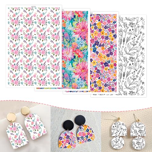 OTCRAFT Transferpapier für Polymerton, 4 verschiedene Hintergrunddrucke, Polymer-Ton, Transferpapier für Bastelarbeiten, Kunst, Schmuck, Ohrringe, 14 x 8 cm, 20 Blatt OTCRAFT Transferpapier für Polymerton, 4 verschiedene Hintergrunddrucke, Polymer-Ton, Transferpapier für Bastelarbeiten, Kunst, Schmuck, Ohrringe, 14 x 8 cm, 20 Blatt von OTCRAFT