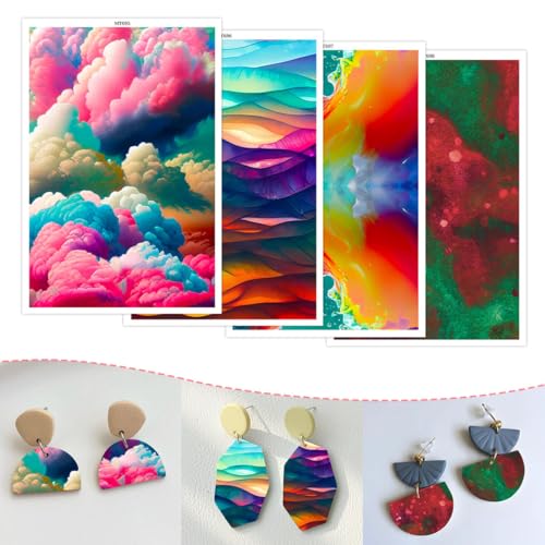 OTCRAFT Transferpapier für Polymerton, 4 verschiedene blühende farbige Wolken, Transferblätter aus Polymerton, Druck-Polymer-Ton, Transferpapier für Bastelarbeiten, Kunst, Schmuck, Ohrringe, 14 x 8 cm OTCRAFT Transferpapier für Polymerton, 4 verschiedene blühende farbige Wolken, Transferblätter aus Polymerton, Druck-Polymer-Ton, Transferpapier für Bastelarbeiten, Kunst, Schmuck, Ohrringe, 14 x 8 cm von OTCRAFT