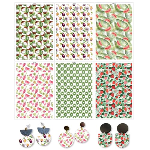 OTCRAFT Transferpapier für Polymerton, 6 verschiedene Hintergrunddrucke, Polymer-Ton, Transferpapier für Bastelarbeiten, Kunst, Schmuck, Ohrringe, 12 Blatt von OTCRAFT