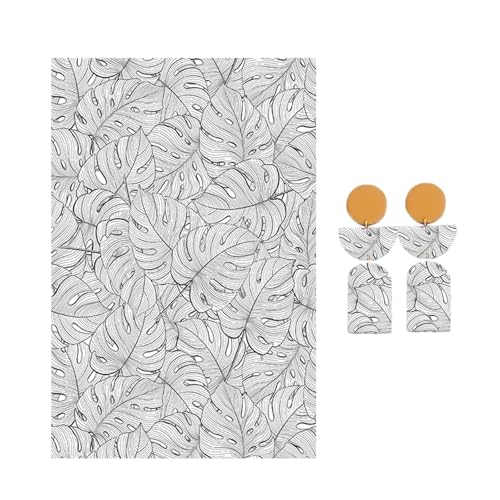 OTCRAFT Transferpapier für Polymerton, Transferpapier für Polymerton, Transferpapier für Bastelarbeiten, Schmuck, Ohrringe, 12 Blatt von OTCRAFT