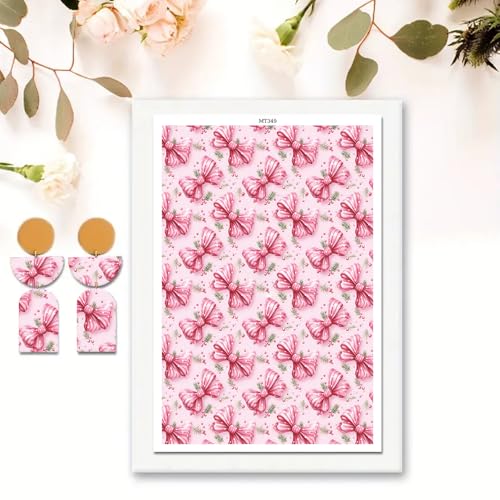 OTCRAFT Transferpapier für Polymerton, Transferpapier mit rosa Schleife, 14 x 8 cm, Transferpapier für Bastelarbeiten, Schmuck, Ohrringe, 10 Blatt OTCRAFT Transferpapier für Polymerton, Transferpapier mit rosa Schleife, 14 x 8 cm, Transferpapier für Bastelarbeiten, Schmuck, Ohrringe, 10 Blatt von OTCRAFT