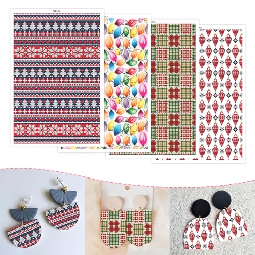 OTCRAFT Transferpapier im nordischen Stil, Weihnachtsmotiv, 4 Designs, 14 x 9 cm, Transferblätter für Polymerton, Druckpapier für Bastelarbeiten, Schmuck, Ohrringe, 12 Blatt OTCRAFT Transferpapier im nordischen Stil, Weihnachtsmotiv, 4 Designs, 14 x 9 cm, Transferblätter für Polymerton, Druckpapier für Bastelarbeiten, Schmuck, Ohrringe, 12 Blatt von OTCRAFT