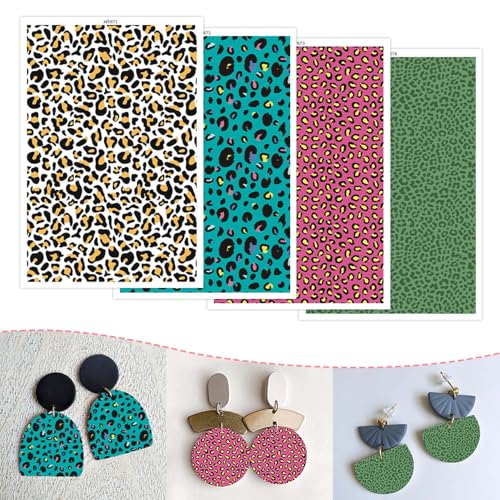 OTCRAFT Transferpapier mit Leopardenmuster für Polymerton, Transferbögen, Polymerton, Druck-Polymer-Ton, Transferpapier für Bastelarbeiten, Kunst, Schmuck, Ohrringe, 14 x 8 cm, 20 Stück von OTCRAFT