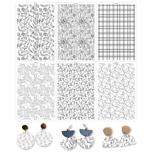 OTCRAFT Transferpapier mit Retro-Blumen für Bastelarbeiten, 6 Arten, schwarz und weiß, Polymer-Ton, Transferpapier für Modelliermasse, Schmuck, Ohrringe, 14 x 8 cm, 24 Blatt OTCRAFT Transferpapier mit Retro-Blumen für Bastelarbeiten, 6 Arten, schwarz und weiß, Polymer-Ton, Transferpapier für Modelliermasse, Schmuck, Ohrringe, 14 x 8 cm, 24 Blatt von OTCRAFT