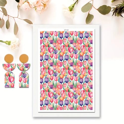 OTCRAFT Transferpapier mit Tulpenmotiv für Polymerton, Transferpapier für Polymerton, Transferpapier für Bastelarbeiten, Schmuck, Ohrringe, 10 Blatt OTCRAFT Transferpapier mit Tulpenmotiv für Polymerton, Transferpapier für Polymerton, Transferpapier für Bastelarbeiten, Schmuck, Ohrringe, 10 Blatt von OTCRAFT