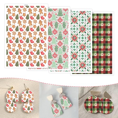 OTCRAFT Transferpapier mit Weihnachtsbaum-Stern-Schleife, 4 Designs, 14 x 9 cm, Transferblätter für Polymerton, Druck-Polymer-Ton, Transferpapier für Bastelarbeiten, Kunst, Schmuck, Ohrringe, 12 Blatt OTCRAFT Transferpapier mit Weihnachtsbaum-Stern-Schleife, 4 Designs, 14 x 9 cm, Transferblätter für Polymerton, Druck-Polymer-Ton, Transferpapier für Bastelarbeiten, Kunst, Schmuck, Ohrringe, 12 Blatt von OTCRAFT