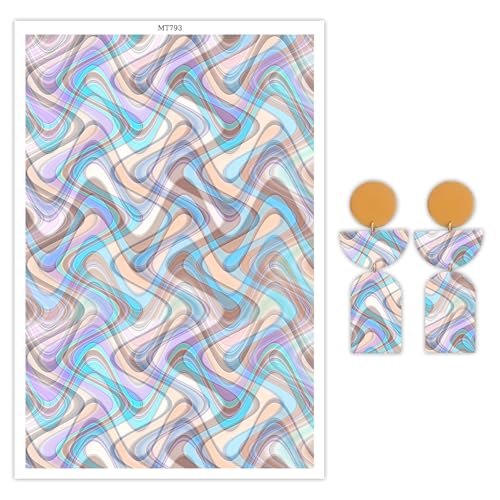 OTCRAFT Transferpapier mit abstraktem Linienmuster, Ton-Transferpapier für Bastelarbeiten, Polymer-Ton, Transferpapier für Modelliermasse, Schmuck, Ohrringe, 14 x 8 cm, 10 Blatt von OTCRAFT