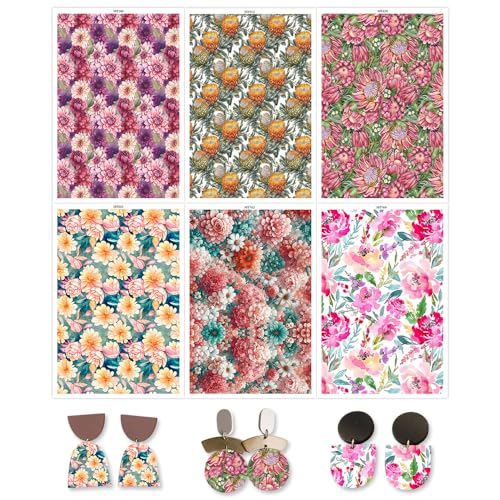 OTCRAFT Transferpapier mit bunten Blumen für Bastelarbeiten, 6 Arten von Polymer-Ton, Transferpapier für Modelliermasse, Schmuck, Ohrringe, 14 x 8 cm, 12 Blatt OTCRAFT Transferpapier mit bunten Blumen für Bastelarbeiten, 6 Arten von Polymer-Ton, Transferpapier für Modelliermasse, Schmuck, Ohrringe, 14 x 8 cm, 12 Blatt von OTCRAFT