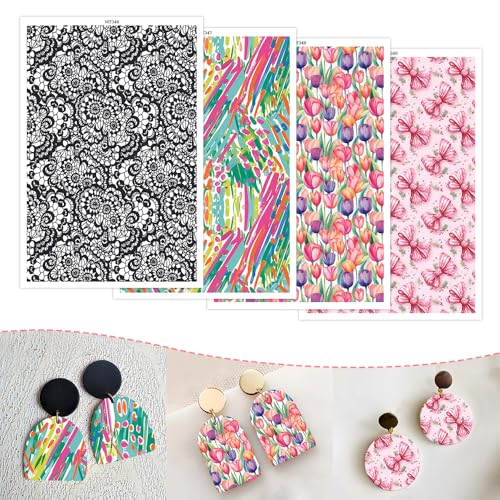 OTCRAFT Transferpapier mit rosa Schleife, Tulpenmotiv, 4 Designs, 14 x 9 cm, Transferblätter für Polymerton, Druck-Polymer-Ton, Transferpapier für DIY-Kunst, Schmuck, Ohrringe, 12 Blatt OTCRAFT Transferpapier mit rosa Schleife, Tulpenmotiv, 4 Designs, 14 x 9 cm, Transferblätter für Polymerton, Druck-Polymer-Ton, Transferpapier für DIY-Kunst, Schmuck, Ohrringe, 12 Blatt von OTCRAFT