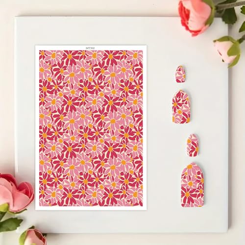 OTCRAFT Transferpapier mit roten Blumen für Polymerton, 14 x 9 cm, Transferpapier für Bastelarbeiten, Schmuck, Ohrringe, 12 Blatt von OTCRAFT