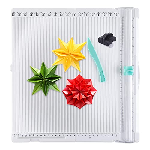 Papierschneider, Punktebrett, 30,5 x 30,5 cm, mit 2 Ersatzklingen, Bastelpapierschneider zum Falten und Punktezähler, Einband von Buch und Geschenkbox und Foto von OTCRAFT