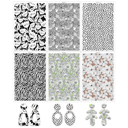 Retro-Transferpapier für Polymerton, 6 Designs, 14 x 8 cm, Transferblätter aus Polymerton, Druck-Polymer-Ton, Transferpapier für DIY-Kunst, Schmuck, Ohrringe, 24 Blatt Retro-Transferpapier für Polymerton, 6 Designs, 14 x 8 cm, Transferblätter aus Polymerton, Druck-Polymer-Ton, Transferpapier für DIY-Kunst, Schmuck, Ohrringe, 24 Blatt von OTCRAFT