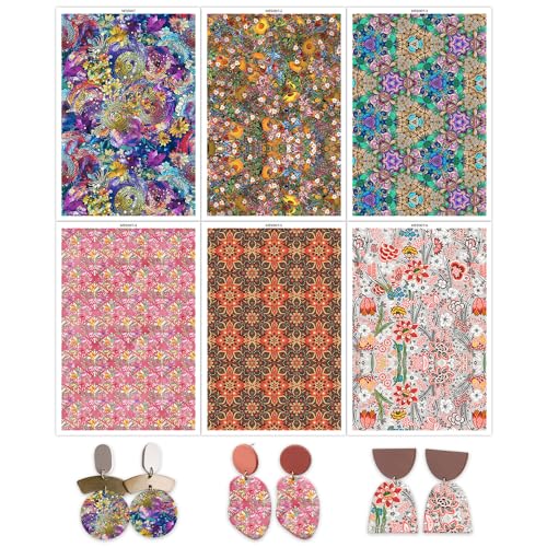 Sibirien-Transferpapier für Polymerton, 6 Designs, 14 x 9 cm, Transferblätter aus Polymerton, Druck-Polymer-Ton, Transferpapier für DIY-Kunst, Schmuck, Ohrringe, 12 Blatt Sibirien-Transferpapier für Polymerton, 6 Designs, 14 x 9 cm, Transferblätter aus Polymerton, Druck-Polymer-Ton, Transferpapier für DIY-Kunst, Schmuck, Ohrringe, 12 Blatt von OTCRAFT