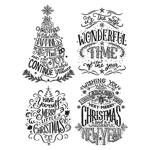Weihnachtsbaumblätter Schneeflocken-Stempel für Kartenherstellung, wunderbare Zeit Freude Neujahr SaisongrüßeWörter transparenter Stempel für Scrapbooking Papier Basteln von OTCRAFT