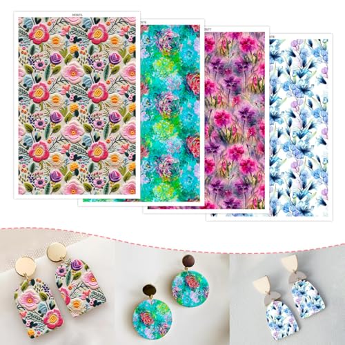 Transferpapier für Polymer-Ton, Retro-Aquarell-Blumen, Polymer-Ton, Druck-Polymer-Ton, Transferpapier für Bastelarbeiten, Kunst, Schmuck, Ohrringe, 14 x 8 cm, 20 Stück Transferpapier für Polymer-Ton, Retro-Aquarell-Blumen, Polymer-Ton, Druck-Polymer-Ton, Transferpapier für Bastelarbeiten, Kunst, Schmuck, Ohrringe, 14 x 8 cm, 20 Stück von OTCRAFT