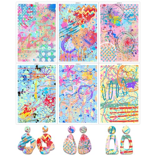 Transferpapier für Polymerton, 6 Designs, 14 x 9 cm, Transferpapier, Polymerton, Druckpapier, für Bastelarbeiten, Schmuck, Ohrringe, 12 Blatt Transferpapier für Polymerton, 6 Designs, 14 x 9 cm, Transferpapier, Polymerton, Druckpapier, für Bastelarbeiten, Schmuck, Ohrringe, 12 Blatt von OTCRAFT