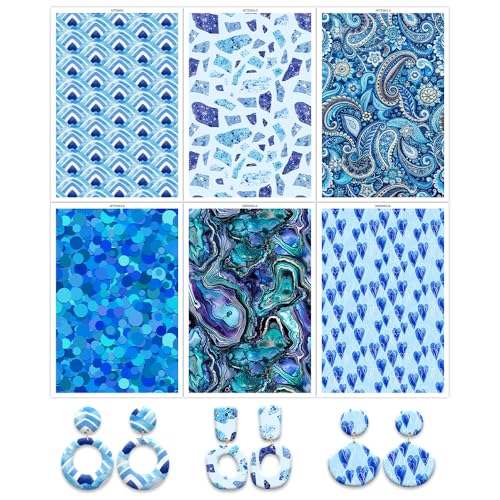 Transferpapier für Polymerton, 6 Designs, 14 x 9 cm, Transferpapier, Polymerton, Druckpapier, für Bastelarbeiten, Schmuck, Ohrringe, 12 Blatt Transferpapier für Polymerton, 6 Designs, 14 x 9 cm, Transferpapier, Polymerton, Druckpapier, für Bastelarbeiten, Schmuck, Ohrringe, 12 Blatt von OTCRAFT