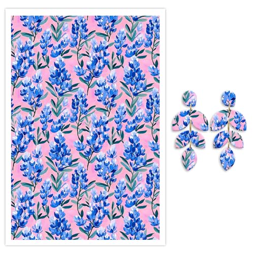 Transferpapier für Polymerton, 6 Designs, 14 x 9 cm, Transferpapier, Polymerton, Druckpapier, für Bastelarbeiten, Schmuck, Ohrringe, 12 Blatt von OTCRAFT