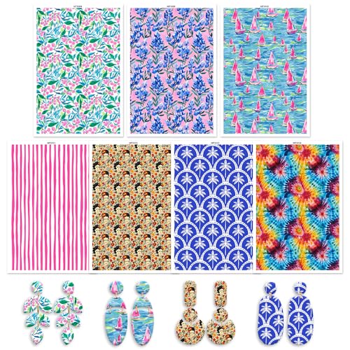 Transferpapier für Polymerton, 7 Design-Ton-Transferblätter zum Basteln, weiche Keramik-Ohrringe, Schmuck und Polymer-Ton-Formen, handgefertigte Geschenke, 14 x 8 cm Transferpapier für Polymerton, 7 Design-Ton-Transferblätter zum Basteln, weiche Keramik-Ohrringe, Schmuck und Polymer-Ton-Formen, handgefertigte Geschenke, 14 x 8 cm von OTCRAFT