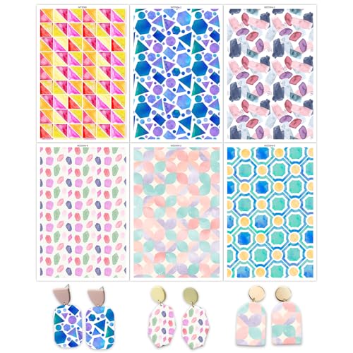 Transferpapier für Polymerton, Transferpapier für Polymerton, 6 Designs, 14 x 8 cm, Transferpapier für Bastelarbeiten, Schmuck, Ohrringe, 12 Blatt Transferpapier für Polymerton, Transferpapier für Polymerton, 6 Designs, 14 x 8 cm, Transferpapier für Bastelarbeiten, Schmuck, Ohrringe, 12 Blatt von OTCRAFT