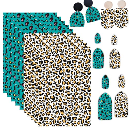 Transferpapier mit Leopardenmuster für Polymerton, Transferbögen, Polymerton, Druck-Polymer-Ton, Transferpapier für Bastelarbeiten, Kunst, Schmuck, Ohrringe, 10 Stück von OTCRAFT