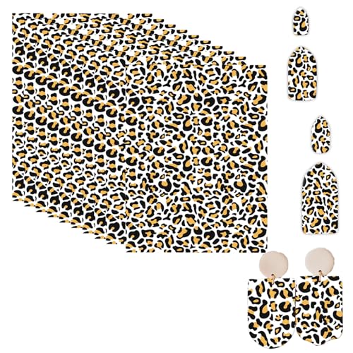 Transferpapier mit Leopardenmuster für Polymerton, Transferbögen, Polymerton, Druck-Polymer-Ton, Transferpapier für Bastelarbeiten, Kunst, Schmuck, Ohrringe, 10 Stück von OTCRAFT