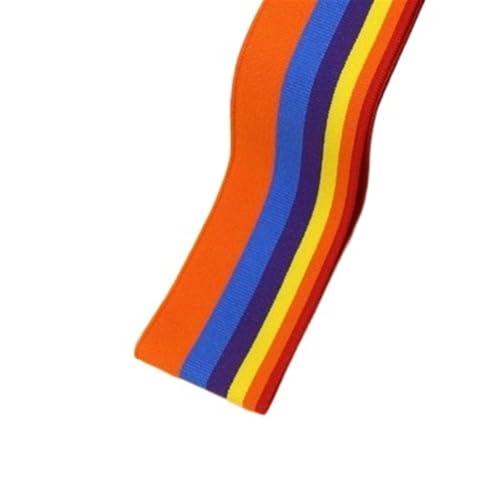 Ersatz-Stretch-Strickbündchen, elastische Rippbündchen, gekämmter Rippenstoff, Regenbogen-Bündchenstoff, 1/2 Yard, gestreift, dehnbar, für Nähen von Unterhemden, Strickhalsausschnitt, 5 x 85 cm/Stück( von OTENG