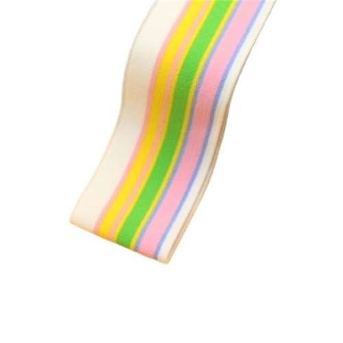 Ersatz-Stretch-Strickbündchen, elastische Rippbündchen, gekämmter Rippenstoff, Regenbogen-Bündchenstoff, 1/2 Yard, gestreift, dehnbar, für Nähen von Unterhemden, Strickhalsausschnitt, 5 x 85 cm/Stück( von OTENG