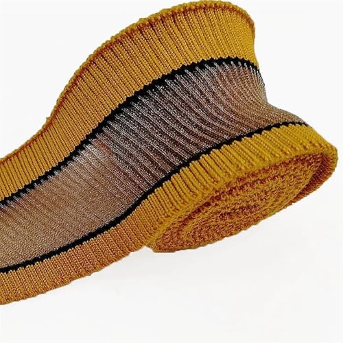 Ersatz für elastische Strickbündchen, elastische Rippbündchen, Organza-Gewebe, Rippenstoff, Quilten, Stoffzubehör, Bündchensaum, Nähen des unteren Kragens(Khaki Black Khaki) von OTENG