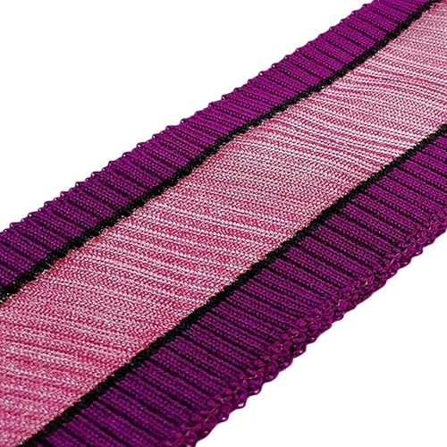 Ersatz für elastische Strickbündchen, elastische Rippbündchen, Organza-Gewebe, Rippenstoff, Quilten, Stoffzubehör, Bündchensaum, Nähen des unteren Kragens(Purple Black Purple) von OTENG
