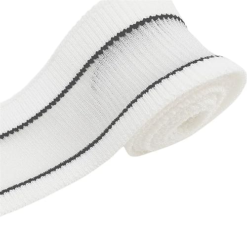 Ersatz für elastische Strickbündchen, elastische Rippbündchen, Organza-Gewebe, Rippenstoff, Quilten, Stoffzubehör, Bündchensaum, Nähen des unteren Kragens(White Black White) von OTENG