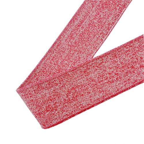 Stretch-Strickbündchen-Ersatz, elastische Rippbündchen, für Nähen von Rippenstoff, einfarbig, glitzernd, Streifen, DIY-Gewebe, schillernder Kragen, Bündchen, Saum, Quilten(Red Silver) von OTENG