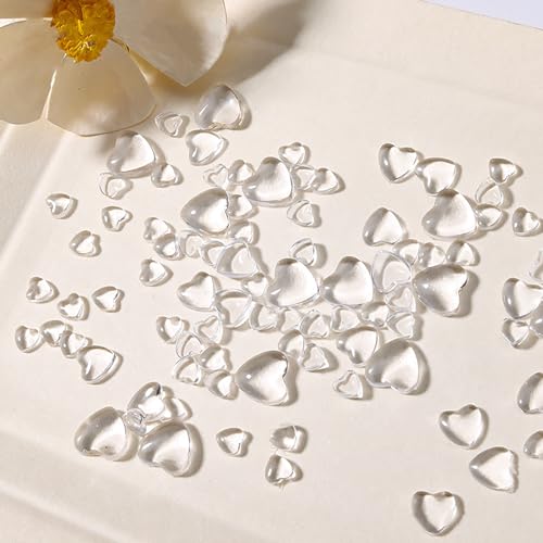 3D Herz Nail Art Charms,320 Stück Niedliche Klar Acryl Herz Nail Charms, Flatback Heart Nagel Strasssteine 4mm 6mm 8mm Harz Nagelkunst Dekorationen for Frauen Mädchen DIY Maniküre Zubehör(4mm 6mm 8mm) von OTKARXUS