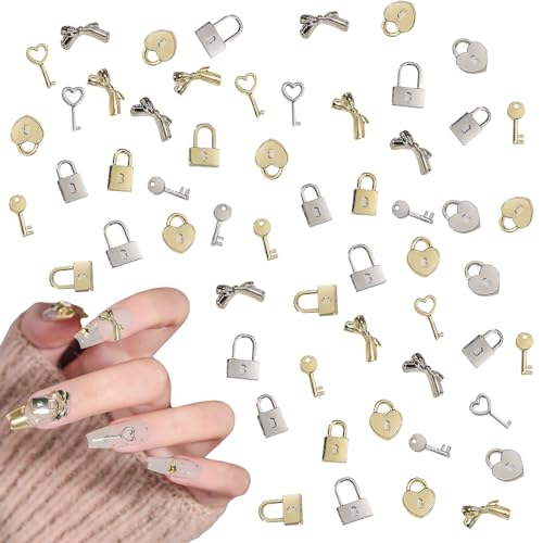 3D Nail Charms,60 Stück Sperren schlüssel Bogen Form Nagel Edelsteine, Gold Silber Metall Legierung nägel Art Charms Nagel Schmuck für Maniküre Design Dekorationen DIY -Kunsthandwerk 3D Nail Charms,60 Stück Sperren schlüssel Bogen Form Nagel Edelsteine, Gold Silber Metall Legierung nägel Art Charms Nagel Schmuck für Maniküre Design Dekorationen DIY -Kunsthandwerk von OTKARXUS