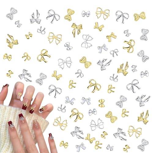 Bow Nail Charms,300 Stück Gold Silber 3D Schleifen Nägel Charm,Metall Legierung Bogenknoten Bogen Nagel Edelsteine Nagel Zubehör for Nageldesign Dekorationen DIY Handwerk Schmuckzubehör Bow Nail Charms,300 Stück Gold Silber 3D Schleifen Nägel Charm,Metall Legierung Bogenknoten Bogen Nagel Edelsteine Nagel Zubehör for Nageldesign Dekorationen DIY Handwerk Schmuckzubehör von OTKARXUS