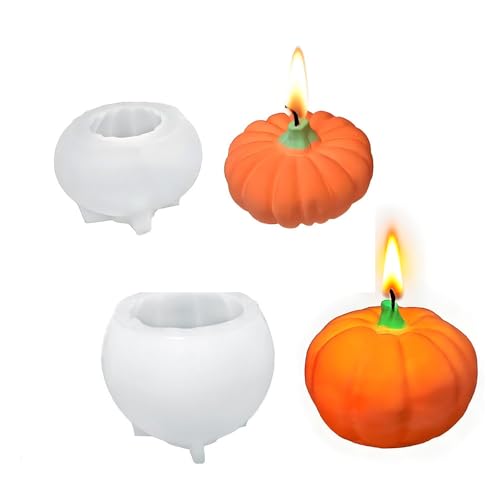 Kürbis-Halloween-Kerzenformen, 2 Stück, Kürbis-Silikon-Kerzenform, Epoxidharz-Formen für Epoxidharz, handgefertigte Aromatherapie, Kerzen, Wachsseife, Halloween-Dekoration Kürbis-Halloween-Kerzenformen, 2 Stück, Kürbis-Silikon-Kerzenform, Epoxidharz-Formen für Epoxidharz, handgefertigte Aromatherapie, Kerzen, Wachsseife, Halloween-Dekoration von OTKARXUS