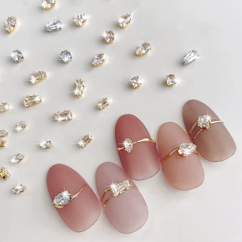 Nagel-Edelsteine, 50 Stück, flache Rückseite, glänzende gemischte Strasssteine für Nägel, Nail-Art-Strasssteine und Edelsteine, Nagel-Charms für Nail-Art-Design-Dekorationen, DIY-Handwerk, Gold-Silber Nagel-Edelsteine, 50 Stück, flache Rückseite, glänzende gemischte Strasssteine für Nägel, Nail-Art-Strasssteine und Edelsteine, Nagel-Charms für Nail-Art-Design-Dekorationen, DIY-Handwerk, Gold-Silber von OTKARXUS