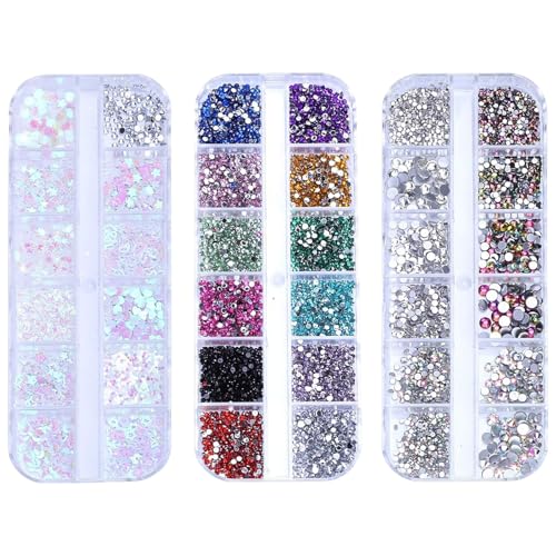 Strasssteine Nägel,4200 Stück Flache Rückseite Kristall AB Nagel Glitzersteine, Herz Stern Nagel Glitzer Pailletten mit Nagel Edelsteinen Diamanten für Nägelkunst, Gesicht, Kleidung, Handwerk Strasssteine Nägel,4200 Stück Flache Rückseite Kristall AB Nagel Glitzersteine, Herz Stern Nagel Glitzer Pailletten mit Nagel Edelsteinen Diamanten für Nägelkunst, Gesicht, Kleidung, Handwerk von OTKARXUS